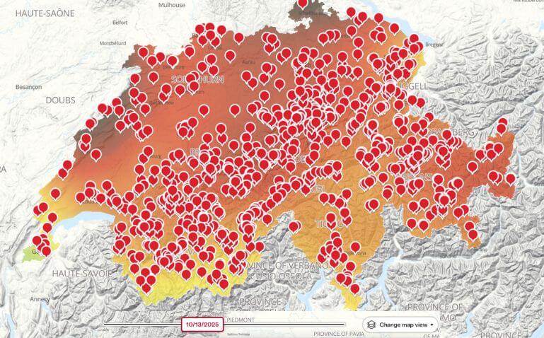 mapa otoño en suiza